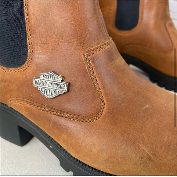 Y2K Harley Davidson Tan Lug Sole Booties 38 - Picture 6 of 9